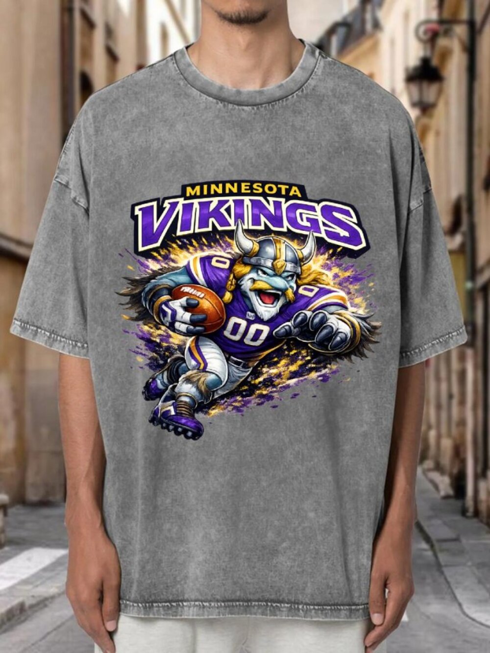 Minnesota Vikings Mascot Football Streetwear T-shirt RZ4ES2YHKQ02
